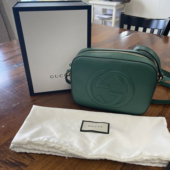 SOLD!Gucci Pebbled Calfskin Small Soho Disco Bag Emerald Green w/ Dust Bag & Box - Picture 1 of 12